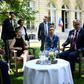 Thunberg (2nd L) was received by President of the French National Assembly Richard Ferrand (R) in the garden of the Hotel de Lassay ahead of her visit of the French National Assembly
