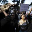 Protesters rallied outside Johannesburg Stock Exchange