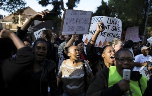 Protesters rallied outside Johannesburg Stock Exchange