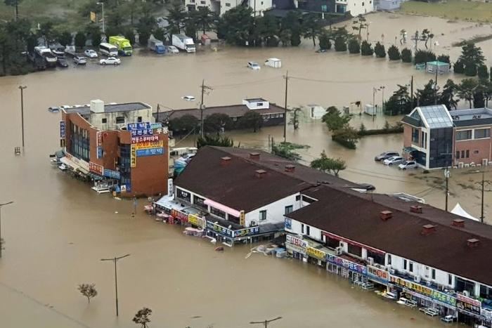 Typhoon Mitag left floods and landslides in its wake after it lashed South Korea