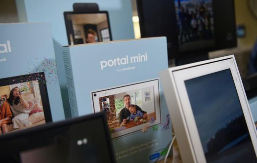 A Facebook Portal Mini product is seen on display during a media event held in San Francisco