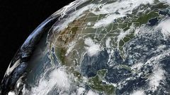 This satellite image obtained from NOAA/RAMMB, shows Hurricane Lorena on September 19, 2019 as it made landfall on the southwest coast of Mexico