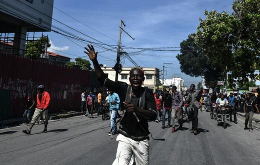 People demonstrate in the Haitian capital Port-au-Prince