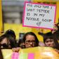 One London marcher's protest asgainst the Hong Kong police's use of pepper spray against protesters