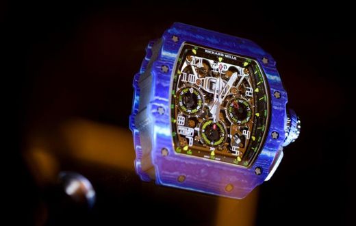 A watch by Swiss manufacturer Richard Mille on display at the 28th International Fine Watchmaking Exhibition SIHH in Geneva in 2018