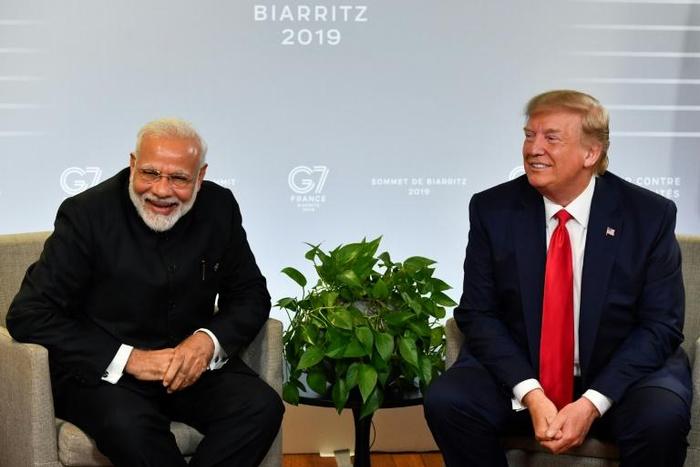 Indian Prime Minister Narendra Modi and US President Donald Trump meet in Biarritz, France during a Group of Seven summit in August 2019