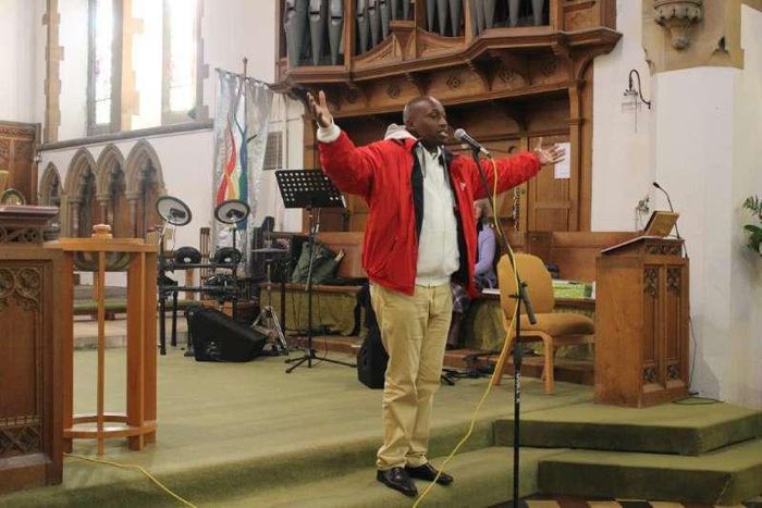 A man at a church pulpit. 18-year-old Dennis Ngugi committed suicide at PCEA Mothaiti Church pulpit in Nakuru