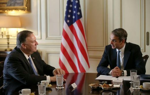 Pompeo shrugged off a demonstration in Athens as well as all talk of Ukraine as he met with Greek Prime Minister Kyriakos Mitsotakis to wind up a four-nation tour of Europe