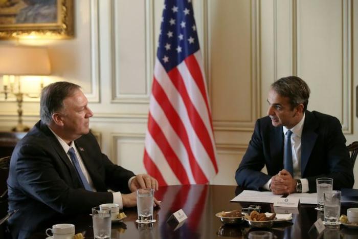 Pompeo shrugged off a demonstration in Athens as well as all talk of Ukraine as he met with Greek Prime Minister Kyriakos Mitsotakis to wind up a four-nation tour of Europe