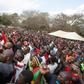 Malawi opposition supporters march to the parliament during a demonstration against the re-election of the president, which protestors say was due to fraud, on July 4, 2019, in Lilongwe, Malawi
