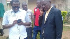 Ikolomani MP Berard Shinali condoles with Former Kakamega Senator Boni Khalwale at his home where he announced the death of his first wife Adelaide on Saturday