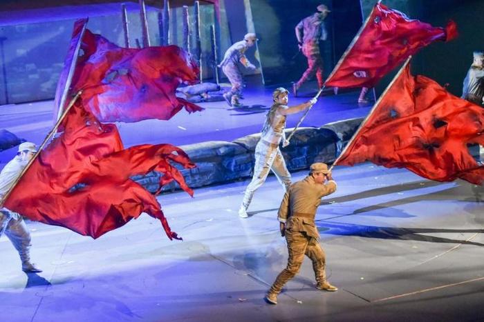 The patriotic 'Battle of Shanghai' acrobatics show depicts 1949 battles between the Communists and Nationalists for control of the city