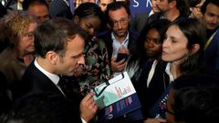 French President Emmanuel Macron, left, at the Vivatech technology fair in Paris on Thursday.
