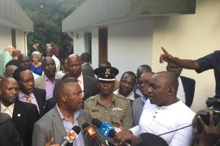 DCI boss George Kinoti addressing the pres after Cohen's body was found