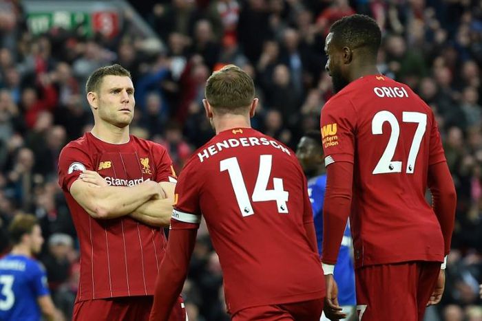 Calm head: James Milner's stoppage time penalty to beat Leicester gave Liverpool an eight-point Premier League lead