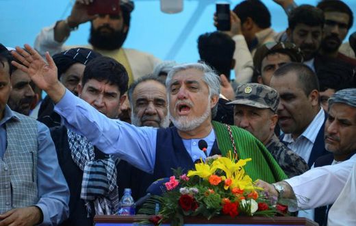 Afghan presidential candidate Abdullah Abdullah, the country's current chief executive officer, campaigning in Herat