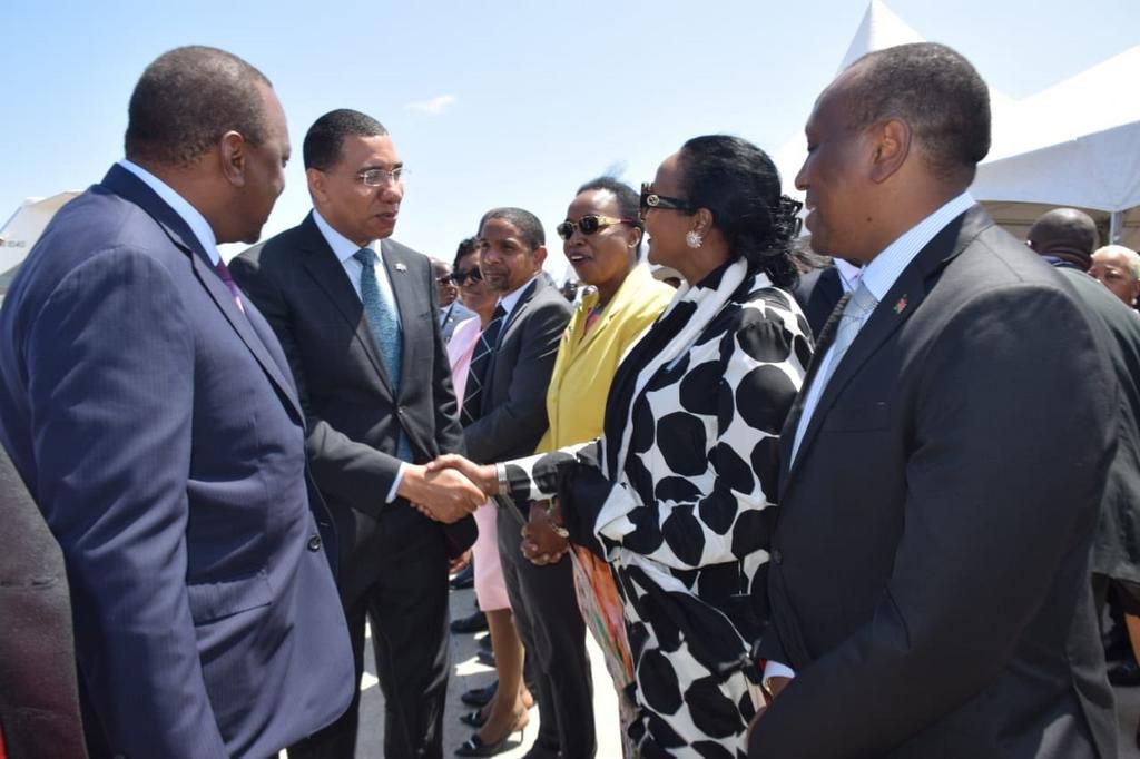 President Uhuru Kenyatta on 3-day State visit to Jamaica with CSs Monica Juma, Najib Balala, Amina Mohamed
