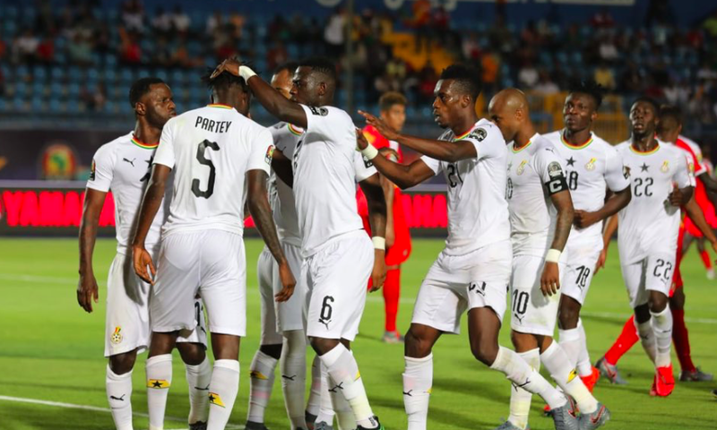 Black Stars celebrate goal against Guinea Bissau