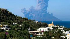 The Stromboli volcano erupted dramatically, as seen from the nearby island of Panarea