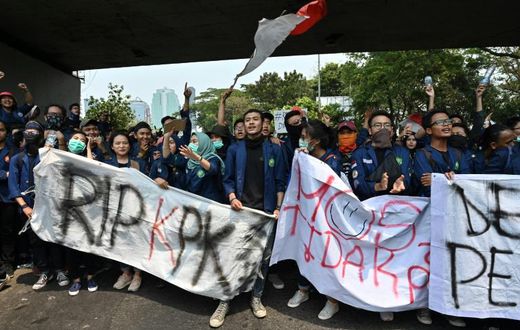 Protestors in Jakarta rally against the proposed changes which could affect millions, including gay and heterosexual couples who might face jail for having sex outside wedlock, or having an affair