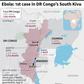 Map showing Ebola epidemic, number of cases and deaths in eastern DR Congo