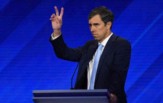 Democratic presidential hopeful Former Texas Representative Beto O'Rourke gestures during the third Democratic primary debate of the 2020 presidential campaign season on Thursday