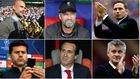 Managers of EPL Teams, from top left to right, Pep Guardiola, Jurgen Klopp, Frank Lampard, mauricio pochettino, unai emery and Ole Gunnar Solskjær.