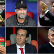 Managers of EPL Teams, from top left to right, Pep Guardiola, Jurgen Klopp, Frank Lampard, mauricio pochettino, unai emery and Ole Gunnar Solskjær.