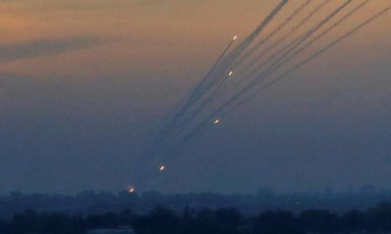 Gaza militants regularly fire rockets towards Israel, as seen here on May 5, 2019