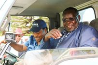 Governor Ferdinand Waititu with hid deputy James Nyoro. Kiambu ministers' official cars withdrawn over alleged involvement in politics instead of development