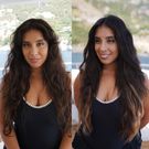 Before (left) and after (right) I-tip application. You can see theres more of a light ombr at my ends.