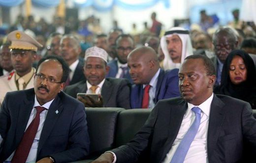 President Uhuru Kenyatta with President of Somalia Mohamed Abdullahi Farmaajo during a past event (Twitter)