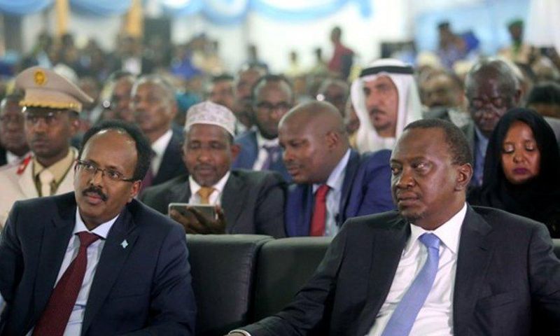 President Uhuru Kenyatta with President of Somalia Mohamed Abdullahi Farmaajo during a past event (Twitter)