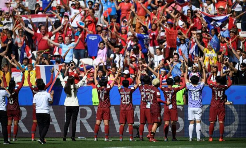 Thailand were cheered by fans despite losing 5-1 to Sweden