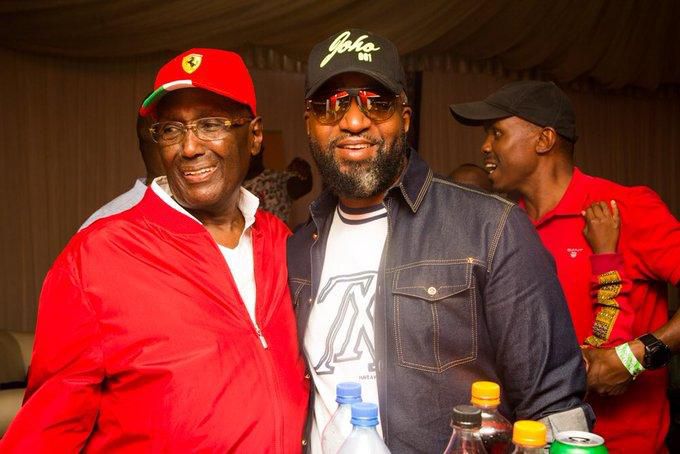 Chris Kirubi with Joho. Reggae Crooner Alpha Blondy thrills fans with memorable performance at Koroga Festival (Photos)