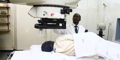 A patient in the Radio therapy machine at Kenyatta National Hospital