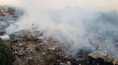 Fire breaks out in Laini Saba, Kibera, 300 structures burnt down (Twitter)