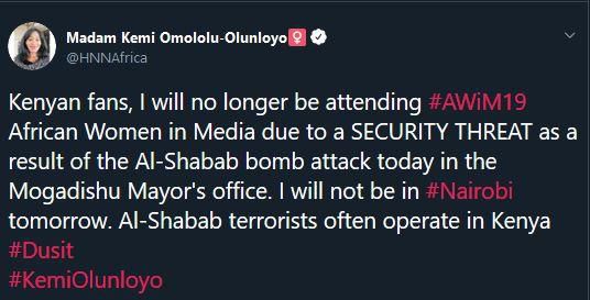 Kemi's tweet