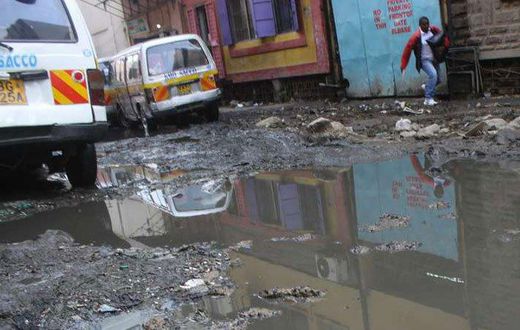 A street filled with sewage waste (Twitter)