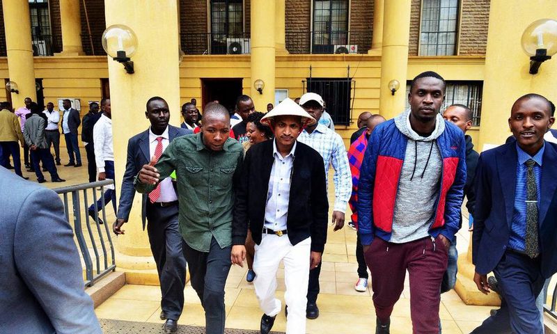 Embakasi East MP Babu Owino wears ridiculous hat to show solidarity with Starehe MP Charles Njagua alias Jaguar