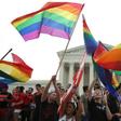 Gay rights advocates celebrate outside the Supreme Court in 2015 after judges ruled in favor of same-sex marriage: new rulings on sexual minorities' rights in the workplace may face a rockier passage