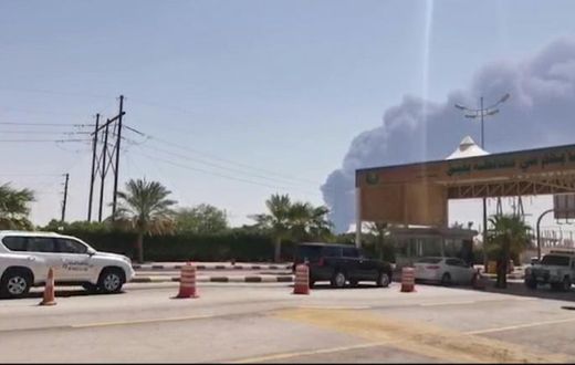 Smoke billows from Saudi oil giant Aramco's huge Abqaiq processing plant following a Saturday attack that Tehran insists was carried out by Yemeni rebels but Washington says originated in Iran