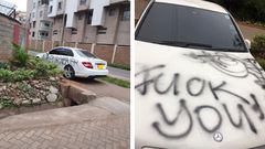 The vandalised car