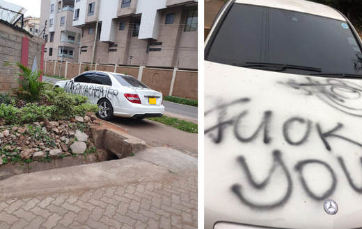 The vandalised car