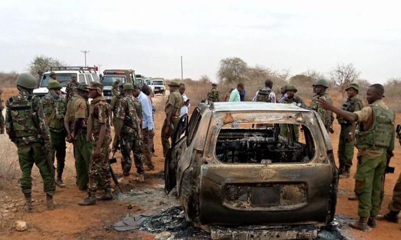 The vehicle that was torched after MP & census convoy were attacked