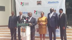 Interior CS Fred Matiang'i gives an update on Huduma Namba registration from Harambee House (Twitter)