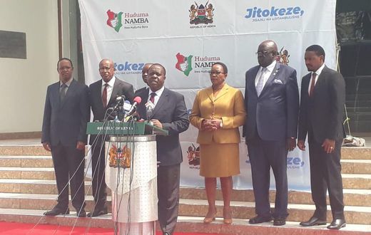 Interior CS Fred Matiang'i gives an update on Huduma Namba registration from Harambee House (Twitter)