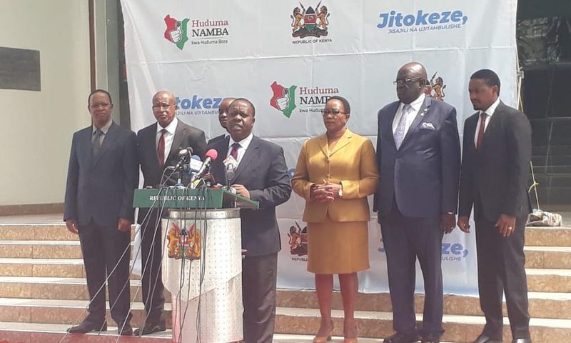 Interior CS Fred Matiang'i gives an update on Huduma Namba registration from Harambee House (Twitter)