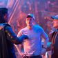 The Russo Brothers (Joe and Anthony Russo) alongside Tom Hiddleston on the set of Avengers: Infinity War.