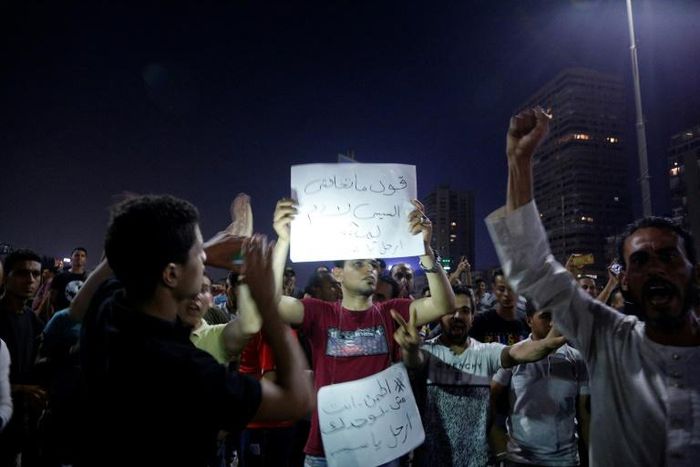 Egyptian protesters call for the removal of President Abdel Fattah al-Sisi in Cairo on September 20, 2019